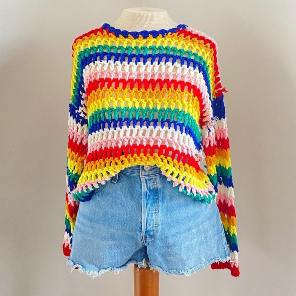 Crocheted Rainbow Sweater